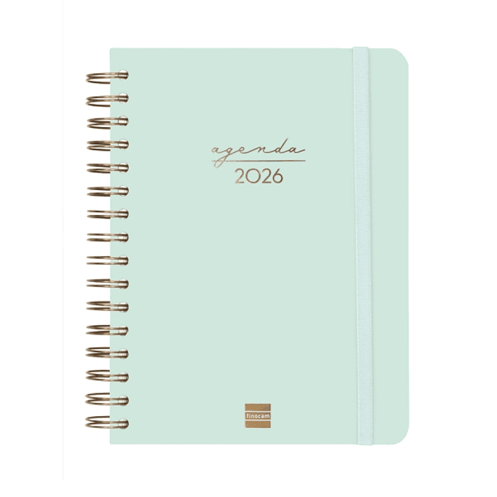 Finocam Alma Agenda en Catalan - Anual 2026 - con Espiral - Formato E10 - 180x30x220mm - 1 Dia por Pagina - Color Menta 1