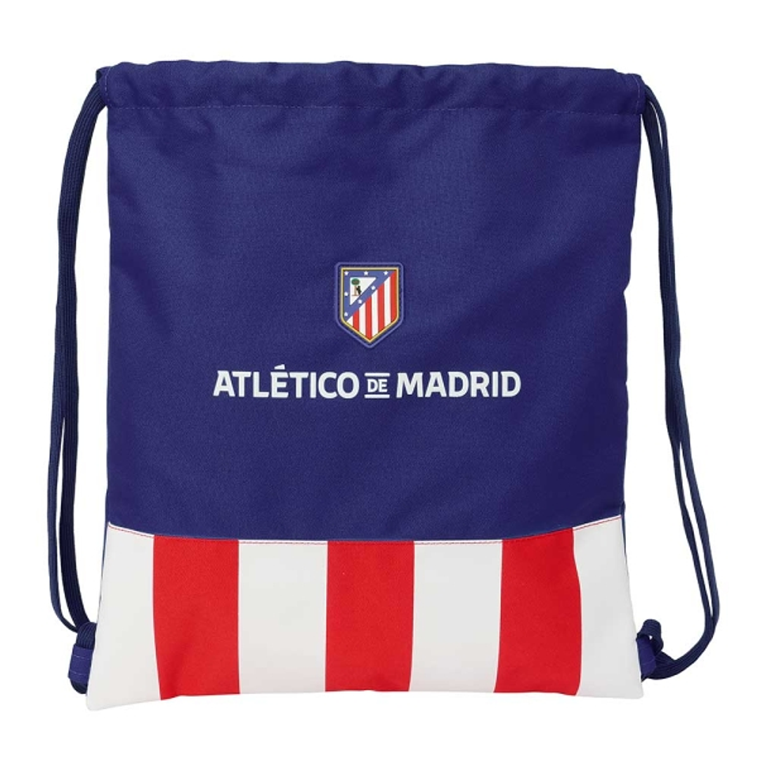 Safta Atletico de Madrid Saco Plano - Bolsillo con Cremallera - Cierre con Cordones - 5L - Material de Alta Calidad - Resistente y Duradero - Facil de 1