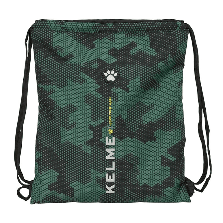 Safta Kelme Camo Saco Plano - Bolsillo con Cremallera - Cierre con Cordones - 5L - 350x10x400mm - Color Verde Camuflaje 1