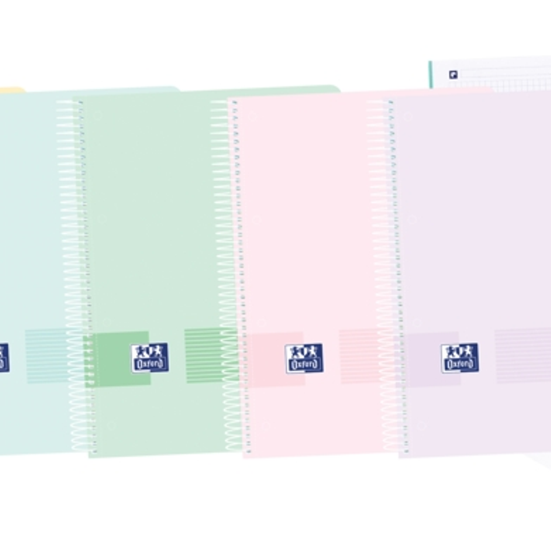 Oxford Europeanbook 8 Live & Go Cuaderno Espiral Formato A4+ Cuadriculado 5x5mm - 160 Hojas Microperforadas con 4 Taladros - Tapa de Plastico - 8 Band 1