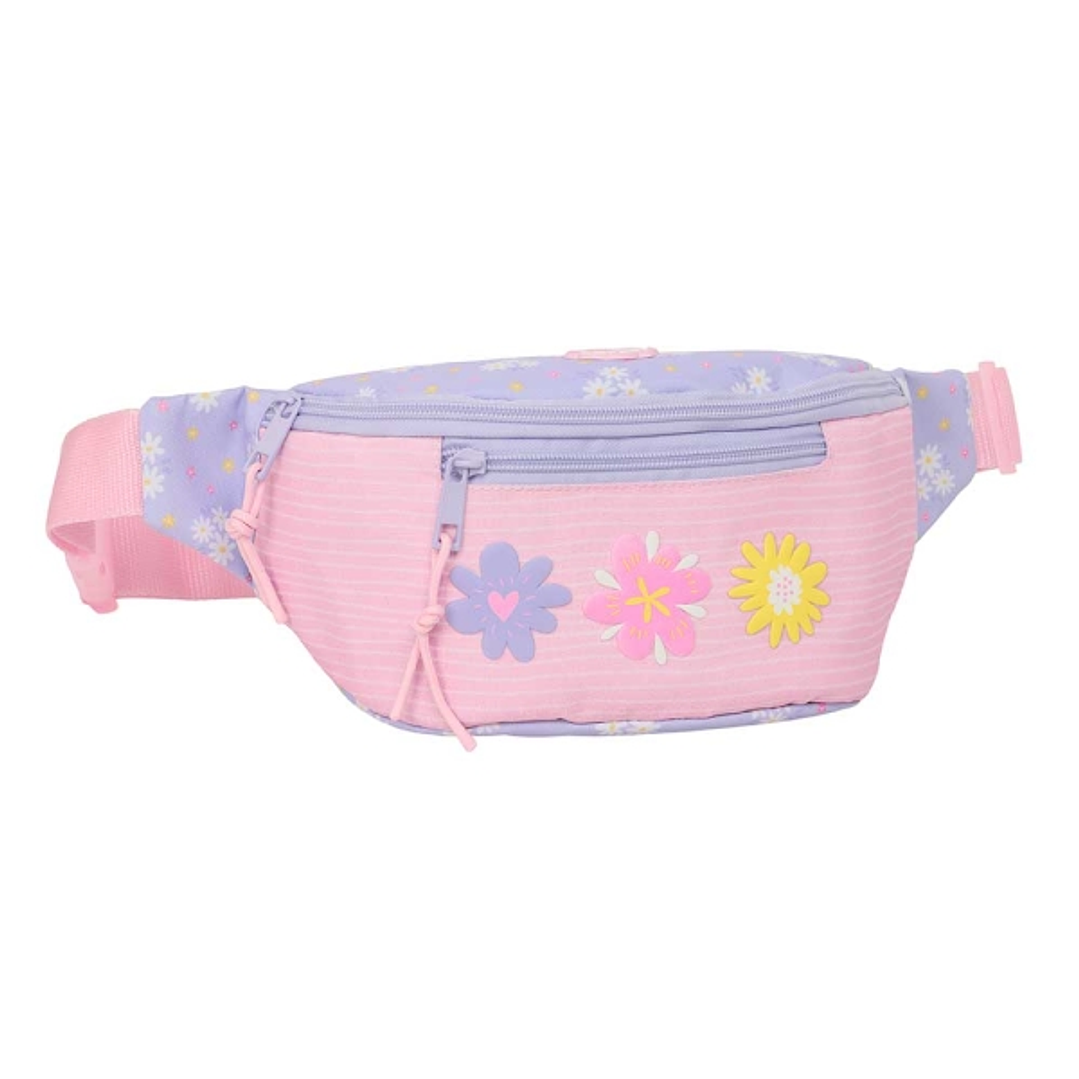 Safta Bouquet Bolsa de Cintura - Cremallera - Cintas Ajustables - 2.49L - Ligera y Practica - 230x90x120mm - Color Rosa Pastel 1