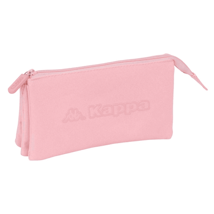 Safta Kappa Basics Portatodo - 3 Compartimentos con Cremalleras - Bolsillo Interior - 0.6L - 220x30x120mm - Color Rosa 1
