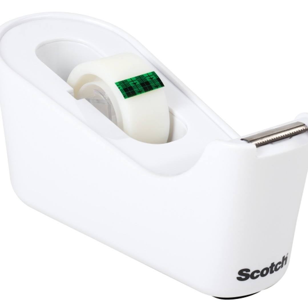 Scotch Dispensador de Cinta Adhesiva - Para Cintas de hasta 19mm x 33m - Incluye Cinta Adhesiva - Color Blanco 1