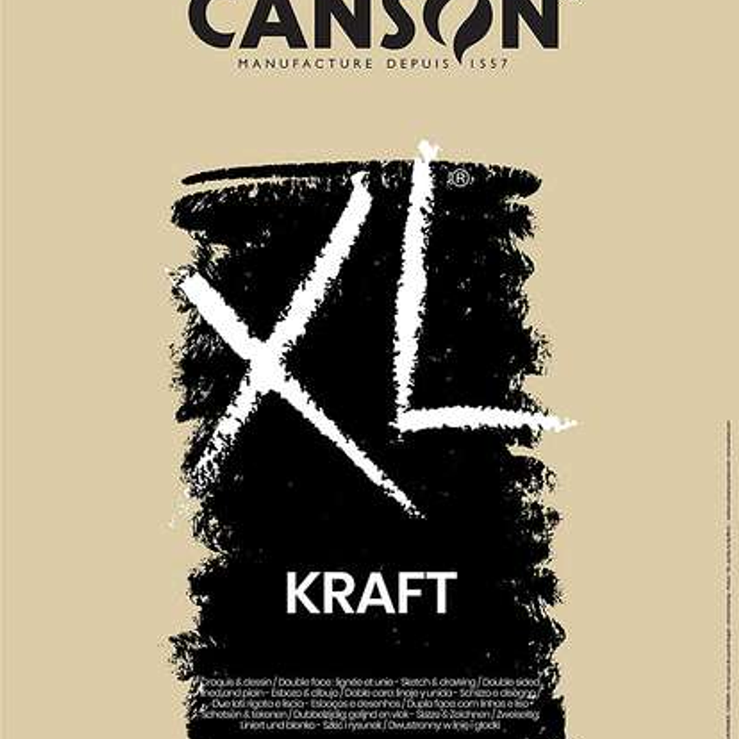 Canson XL Kraft Rayado Bloc de Dibujo con 60 Hojas A3 - Espiral Microperforado - 29.7x42cm - 90g - Color Beige 1