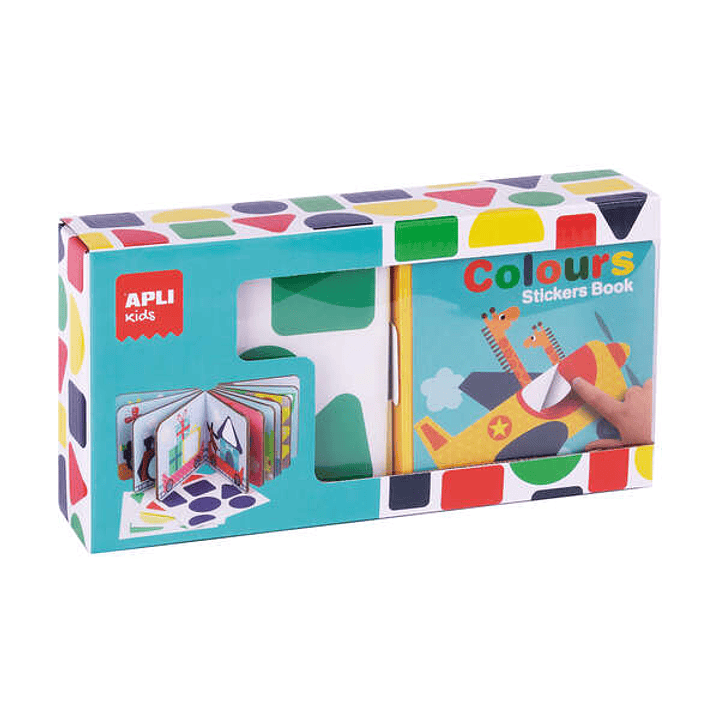 Apli Libro de Pegatinas Formas Geometricas - Tamaño 100x100x40mm - 10 Paginas de Carton Rigido 3mm - 4 Hojas de Gomets Removibles - Alto Valor Didacti 1