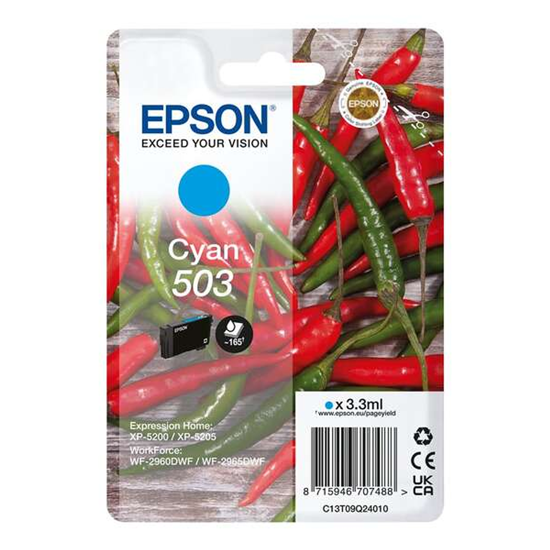 Epson 503 Cyan Cartucho de Tinta Original - C13T09Q24010 1