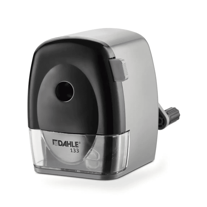 Dahle 133 Afilalapices de Manivela - Para Lapices de 8 a 11,5mm Ø - Fresa de Acero - Forma de Punta Ajustable - Gran Deposito - Color Gris/Negro 1