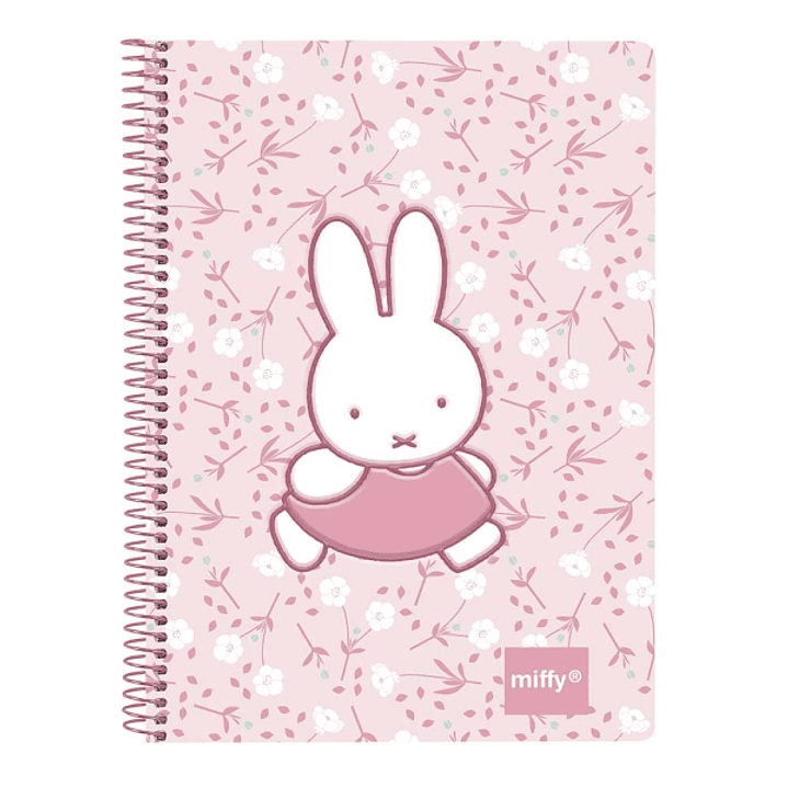 Safta Miffy Flores Bloc de Notas - Espiral - Estampado Divertido - 135x19x179mm - Color Rosa 1