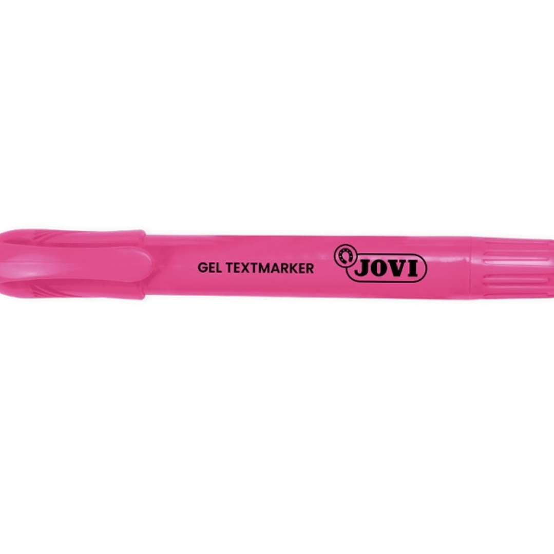 Jovi Gel Textmarker Marcador de Texto Fluorescente - Gel en Seco - No Necesitan Punta - No Traspasan - Secado Rapido - Aptos para Luz Negra - Color Ro 1