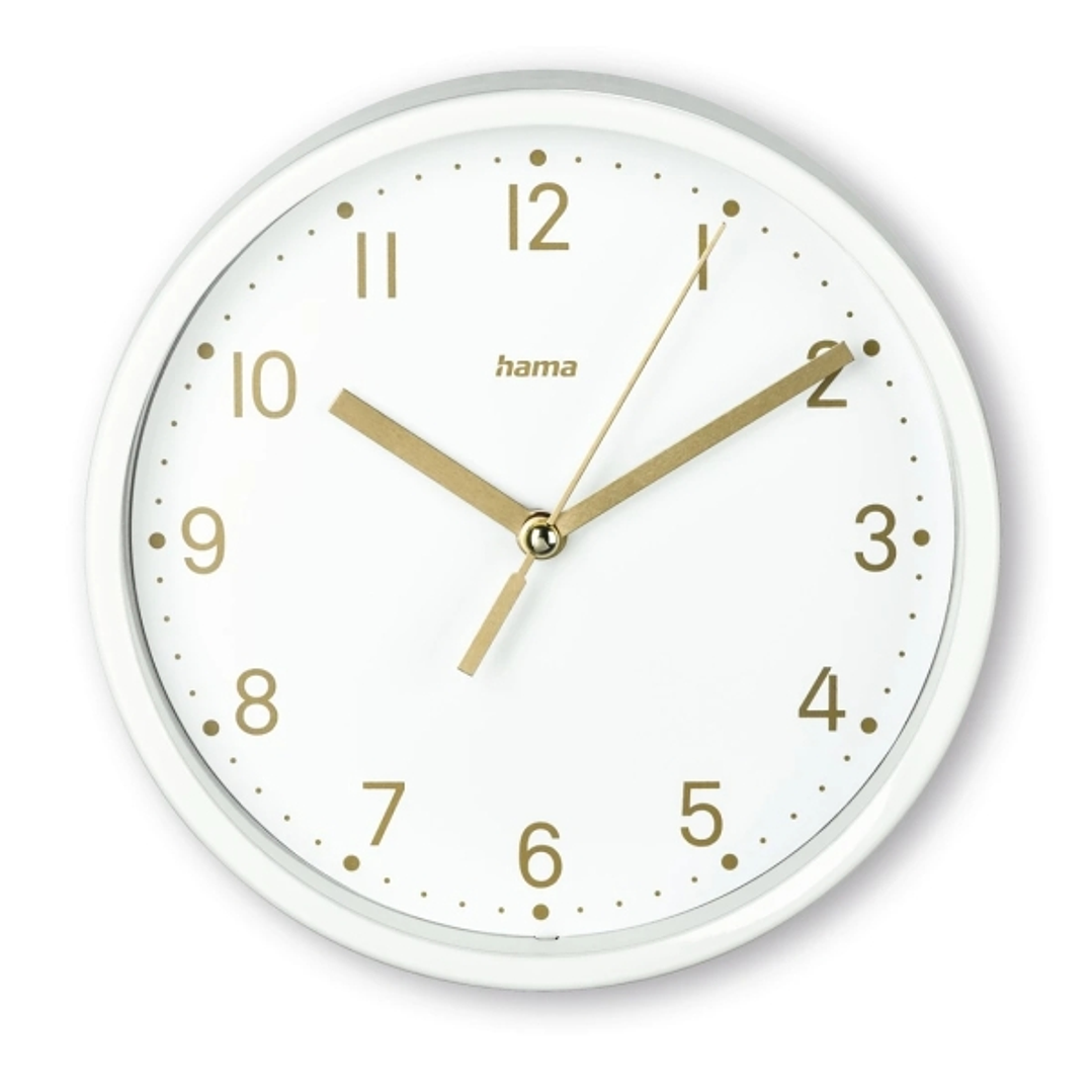 Hama Madeira Reloj de Sobremesa Analogico - Silencioso - Funciona con 1 Pila AA - 16x4.5cm - Color Blanco 1