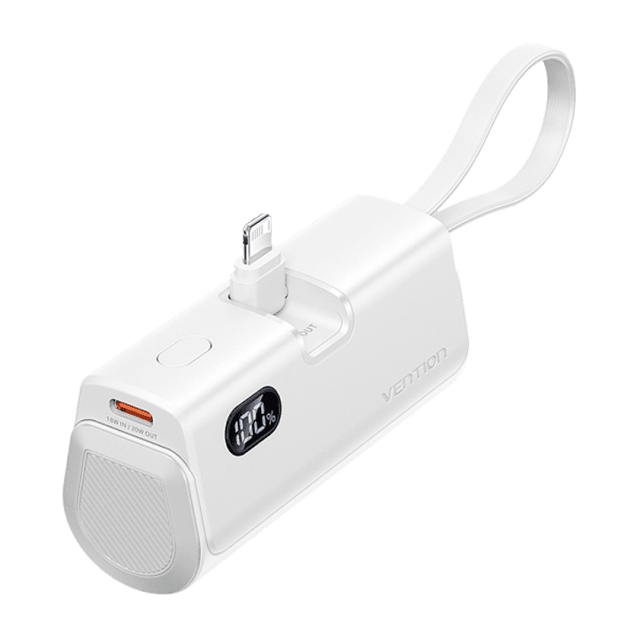 Vention PowerBank 4800mAh - Lightning - Carga Rapida 22.5W - Conector Plegable - Color Blanco 1