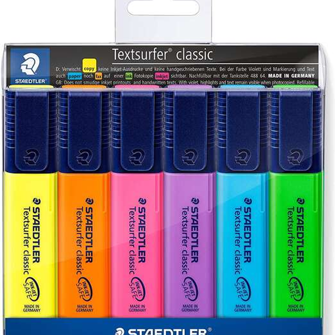 Staedtler Textsurfer Classic 364 Pack de 6 Marcadores Fluorescentes - Secado Rapido - Trazo 1 - 5mm Aprox - Colores Surtidos 1