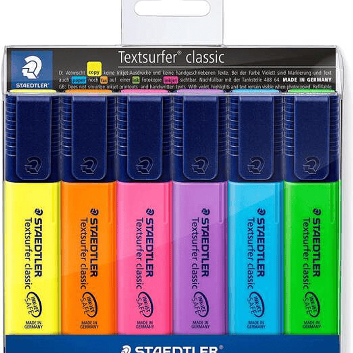 Staedtler Textsurfer Classic 364 Pack de 6 Marcadores Fluorescentes - Secado Rapido - Trazo 1 - 5mm Aprox - Colores Surtidos 1