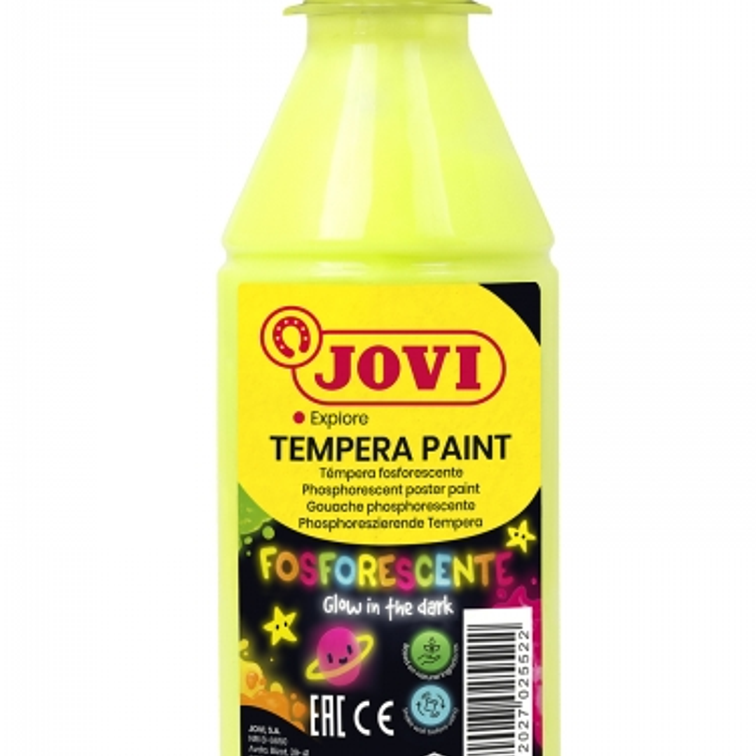 Jovi Tempera Paint Tempera Liquida Fosforescente 250ml - Brilla en la Oscuridad - Secado Rapido - Excelente Adherencia - Lista para Usar - Color Verde 1