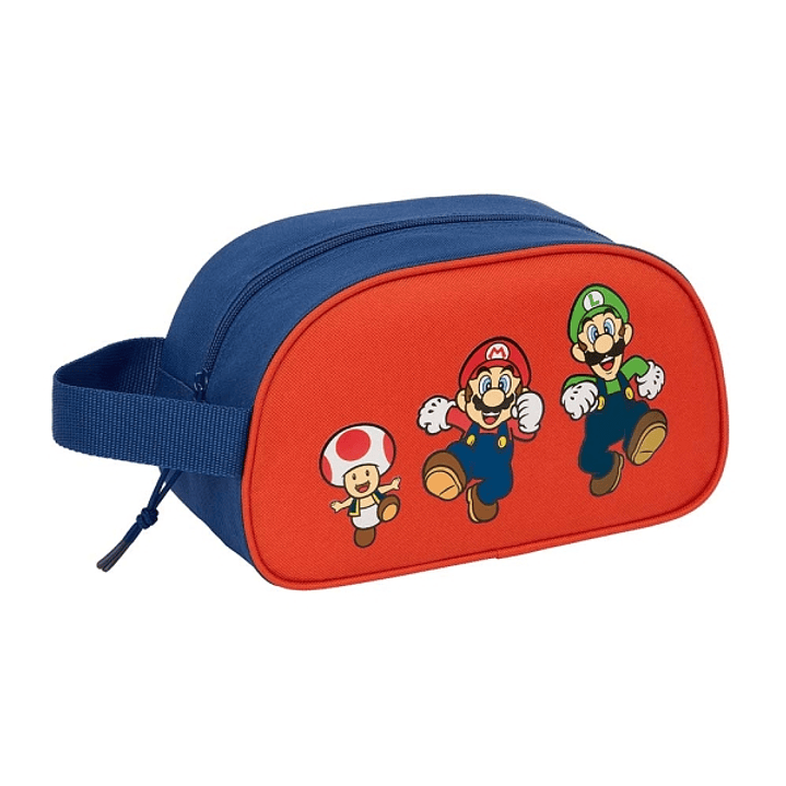 Safta Super Mario Mamma Mia Neceser de 5L - Cremallera - Asa Lateral - Adapatable a Carro - 260x120x150mm - Color Rojo y Azul 1