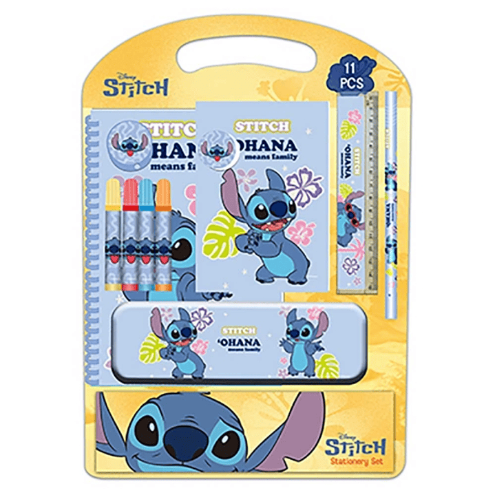 Safta Stitch Ice Cream Pack Escolar con Plumier Metalico - Lapiz - 4 Rotuladores - Regla 15cm - Sacapuntas - Goma - Libreta A4 - Bloc de Notas A6 - 27 1