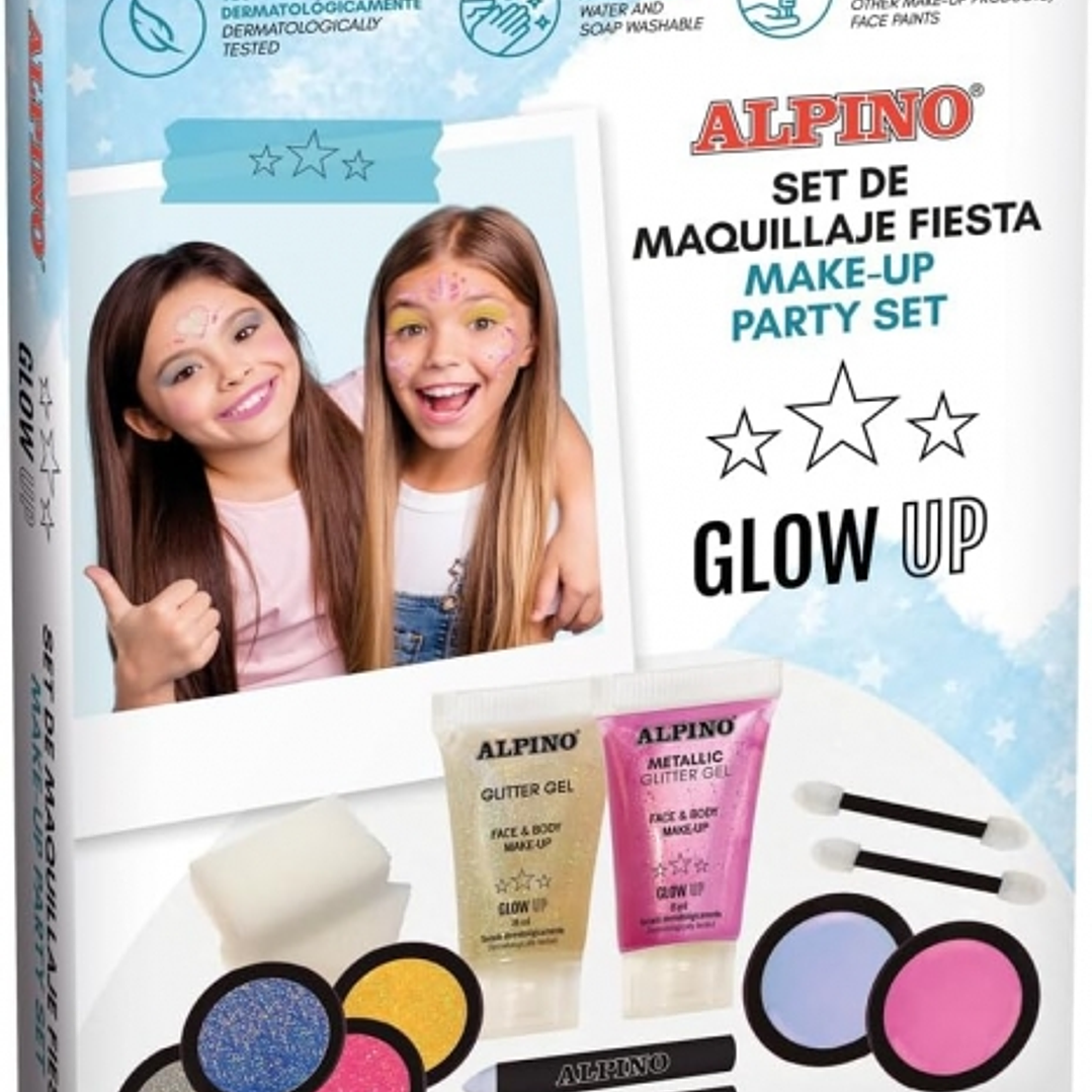 Alpino Set de Maquillaje Fiesta Glow Up - Se Lava con Agua y Jabon - Testado Dermatologicamente - Colores Surtidos 1