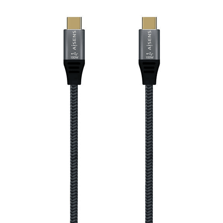Aisens Cable USB 3.2 GEN2x2 Aluminio 20GBPS 5A 100W E-MARK - TIPOUSB-C/M-USB-C/M - 2.0M - Color Gris 1