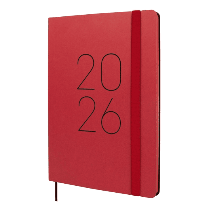 Finocam Flexi Lisa Agenda - Anual 2026 - Tapa Blanda - Formato FA5 - 151x13x214mm - Semana Vista en Vertical - Color Rojo 1
