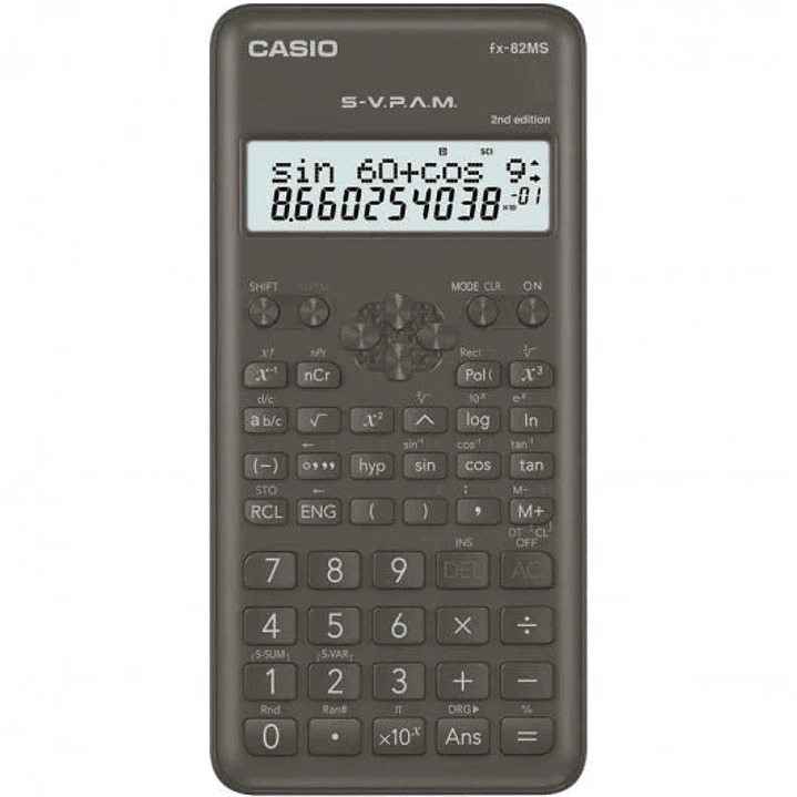 Casio Calculadora Cientifica FX-82MS 2ª Ed.- Pantalla LCD de 2 Lineas - 240 Funciones Integradas - 8 Memorias de Variables - Calculo de Porcentajes -  1