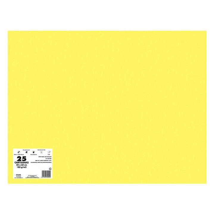 Dohe Pack de 25 Cartulinas de 180 G/M2 50x65cm - PH Neutro - Libres de Cloro Elemental - Colorantes Biodegradables - Color Amarillo Girasol 1