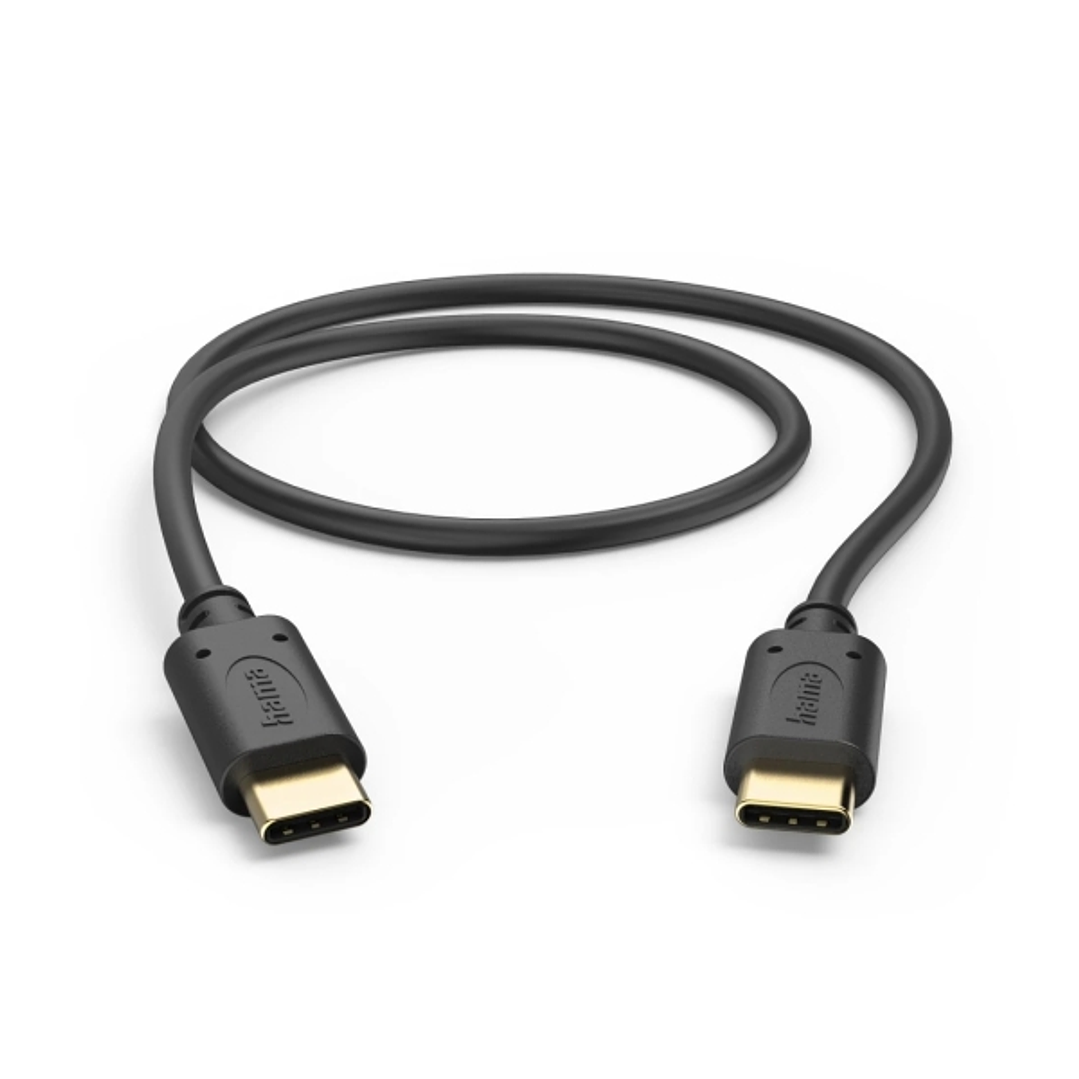 Hama Cable USB-C Macho - Potencia Maxima 60W - Longitud 0.5m - Velocidad hasta 480Mbps - Chapado en Oro - Color Negro 1