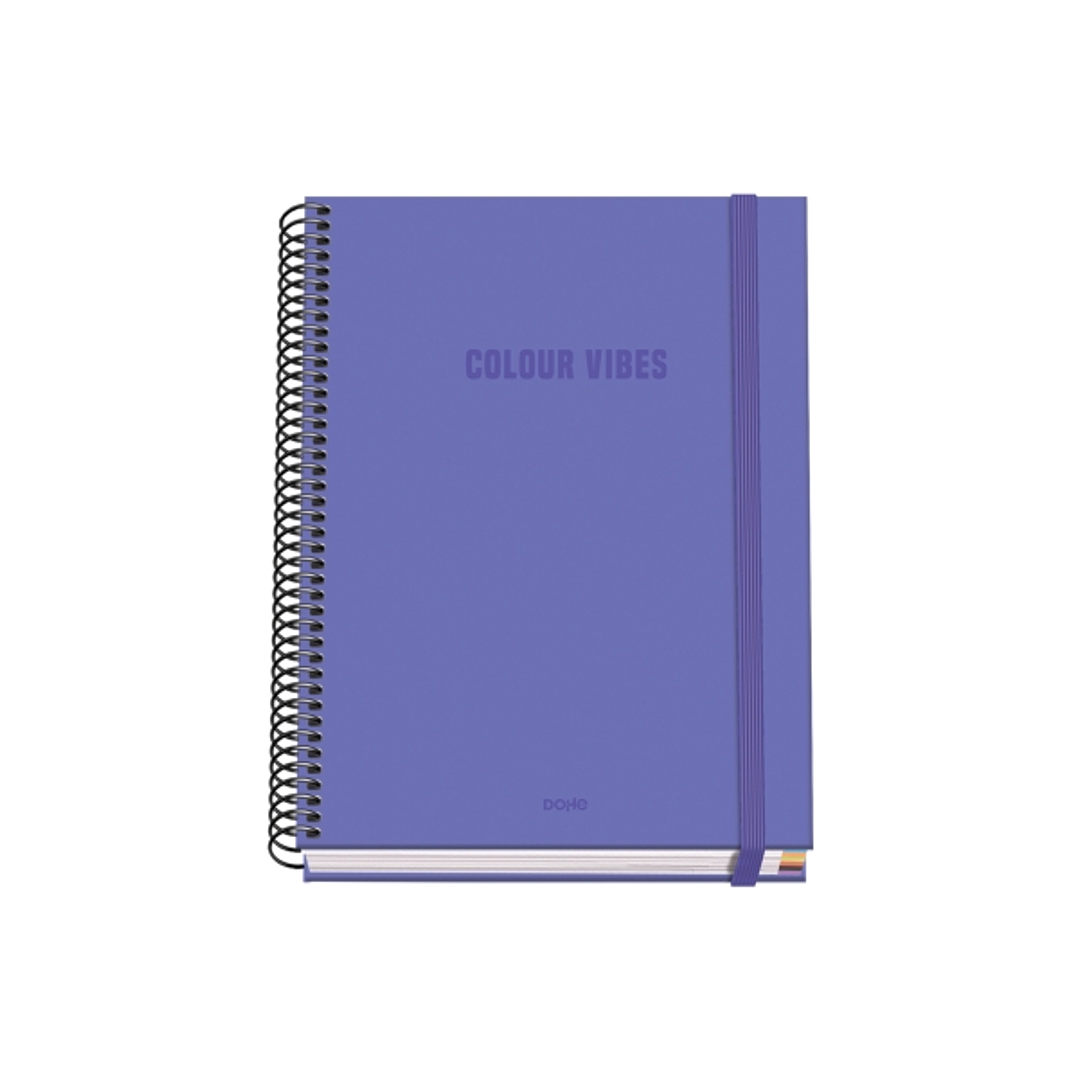 Dohe Colour Vives Cuaderno Espiral A5 100 Hojas Cuadricula 5mm - Tapa Dura Impresa a todo Color y Plastificada en Brillo - Bandas de Color - Cierre de 1