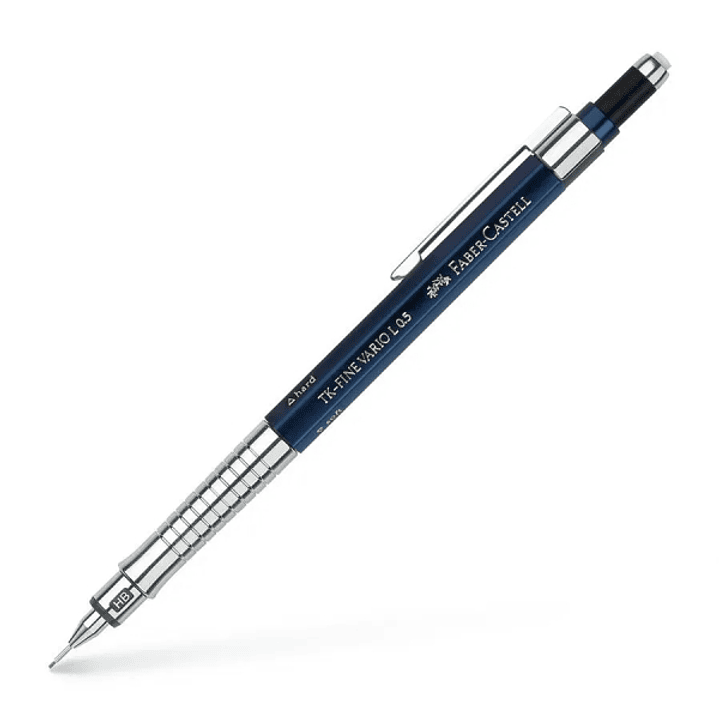Faber-Castell TK-Fine Vario L Portaminas HB 0.5mm - Con Goma de Borrar - Clip de Metal - Color Azul 1