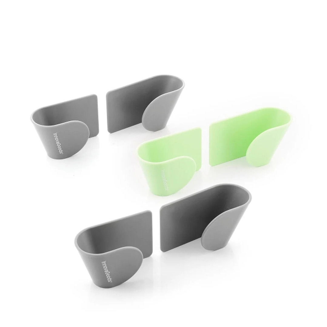 Innovagoods Smarack Pack de 6 Soportes Adhesivos para Cocina - Adhesivo Nano PU Gel - 8.5x5x4.5cm - Color Gris y Verde 1