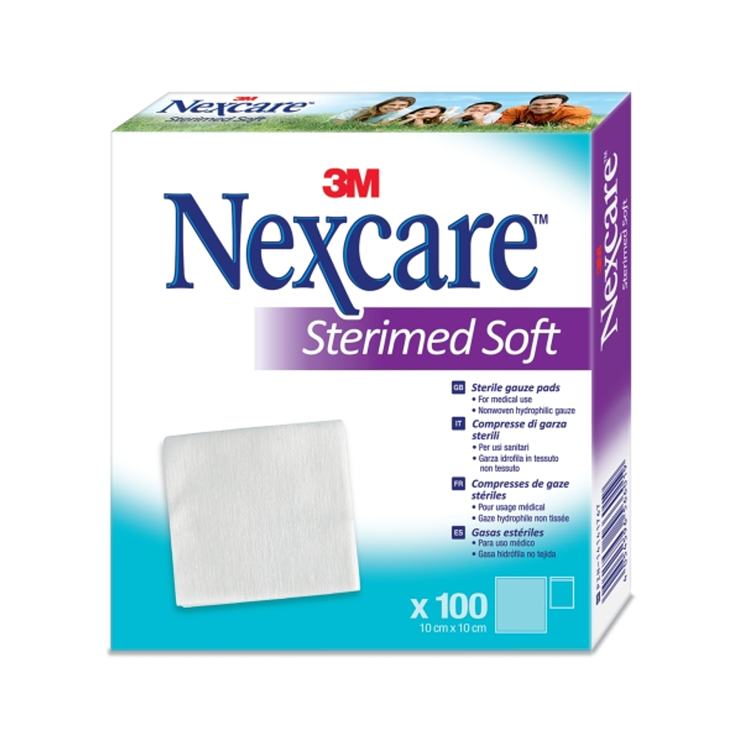 Nexcare Sterimed Pack de 100 Compresas de Gasa No Tejida - 10x10cm - Esteril - Transpirables - Color Blanco 1