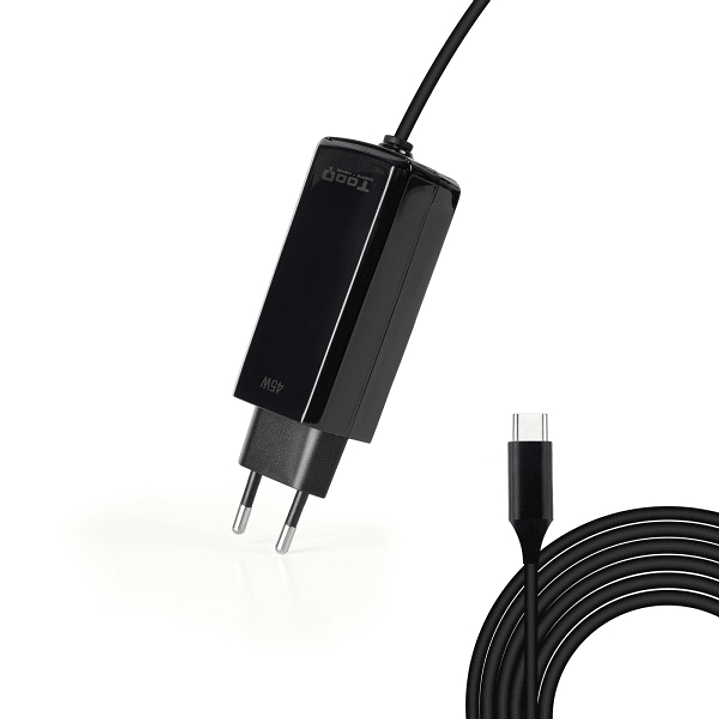 Tooq Cargador de Portatil GaN USB-C/PD 45W - Cable de 1.80m - Color Negro 1