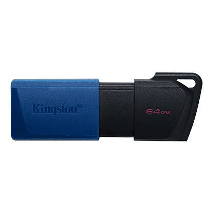 Kingston DataTraveler Exodia M Memoria USB 64GB - USB 3.2 Gen 1 - Capuchon Movil - Enganche para Llavero - Color Negro/Azul (Pendrive) 1