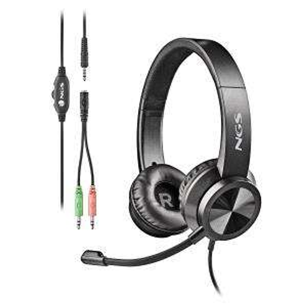 NGS MSX 11 Pro Auriculares con Microfono Flexible - Diadema Ajustable - Almohadillas Acolchadas - Control en Cable - Cable de 1.80m 1
