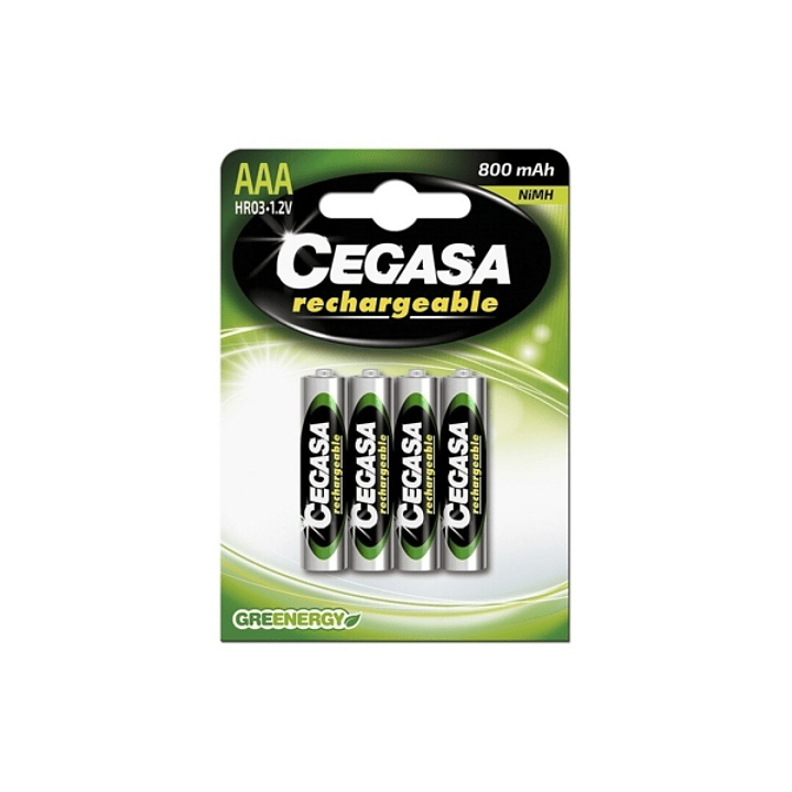 Cegasa Rechargeable Pack de 4 Pilas Recargables AAA HR03 800mAh 1