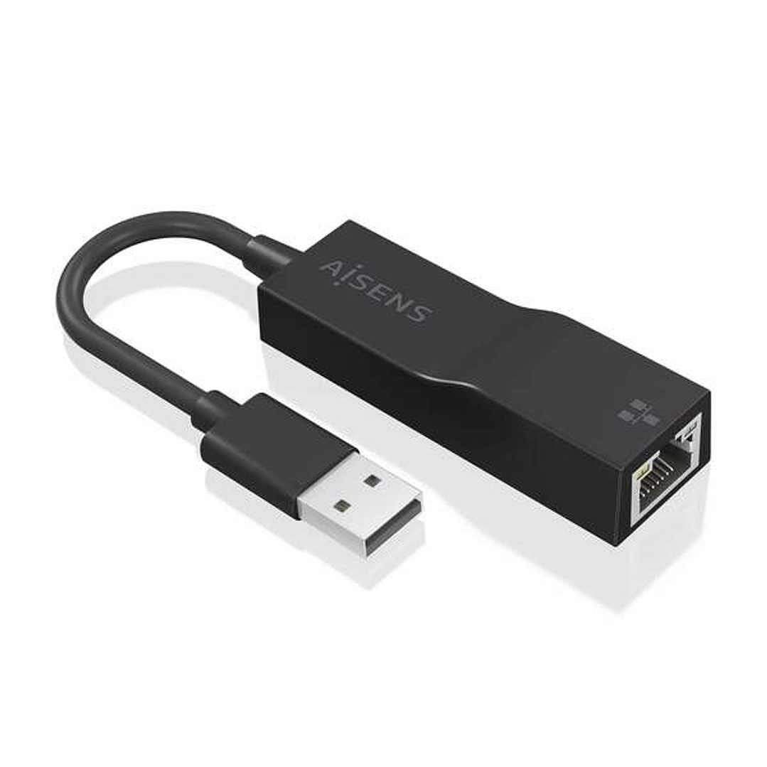 Aisens Conversor USB 3.0 a Ethernet Gigabit 10/100/1000 Mbps - 15cm - Color Negro 1
