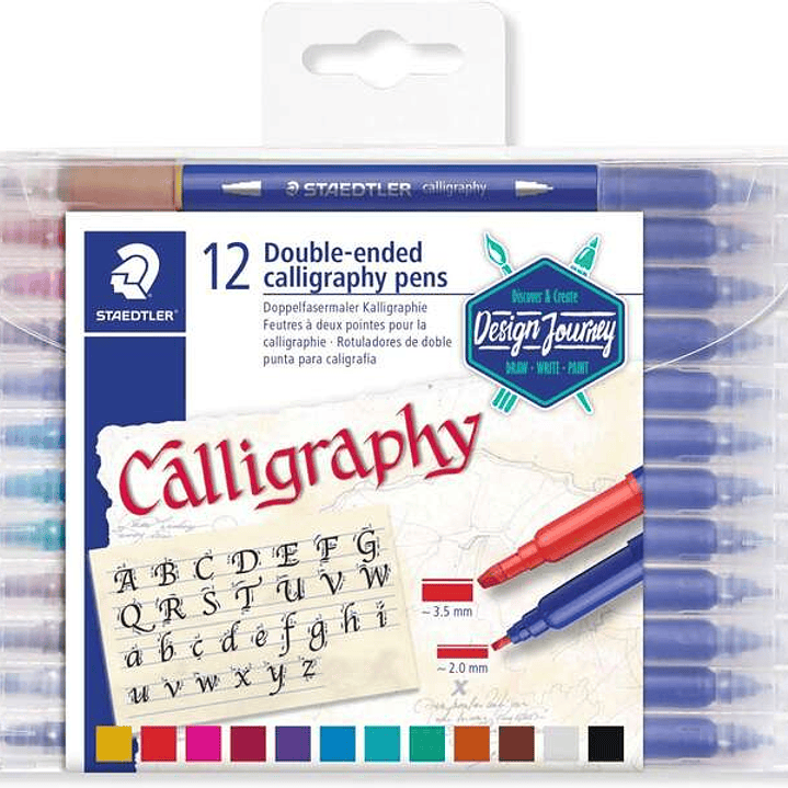 Staedtler 3005 Pack de 12 Rotuladores de Doble Punta para Caligrafia - Colores Surtidos 1