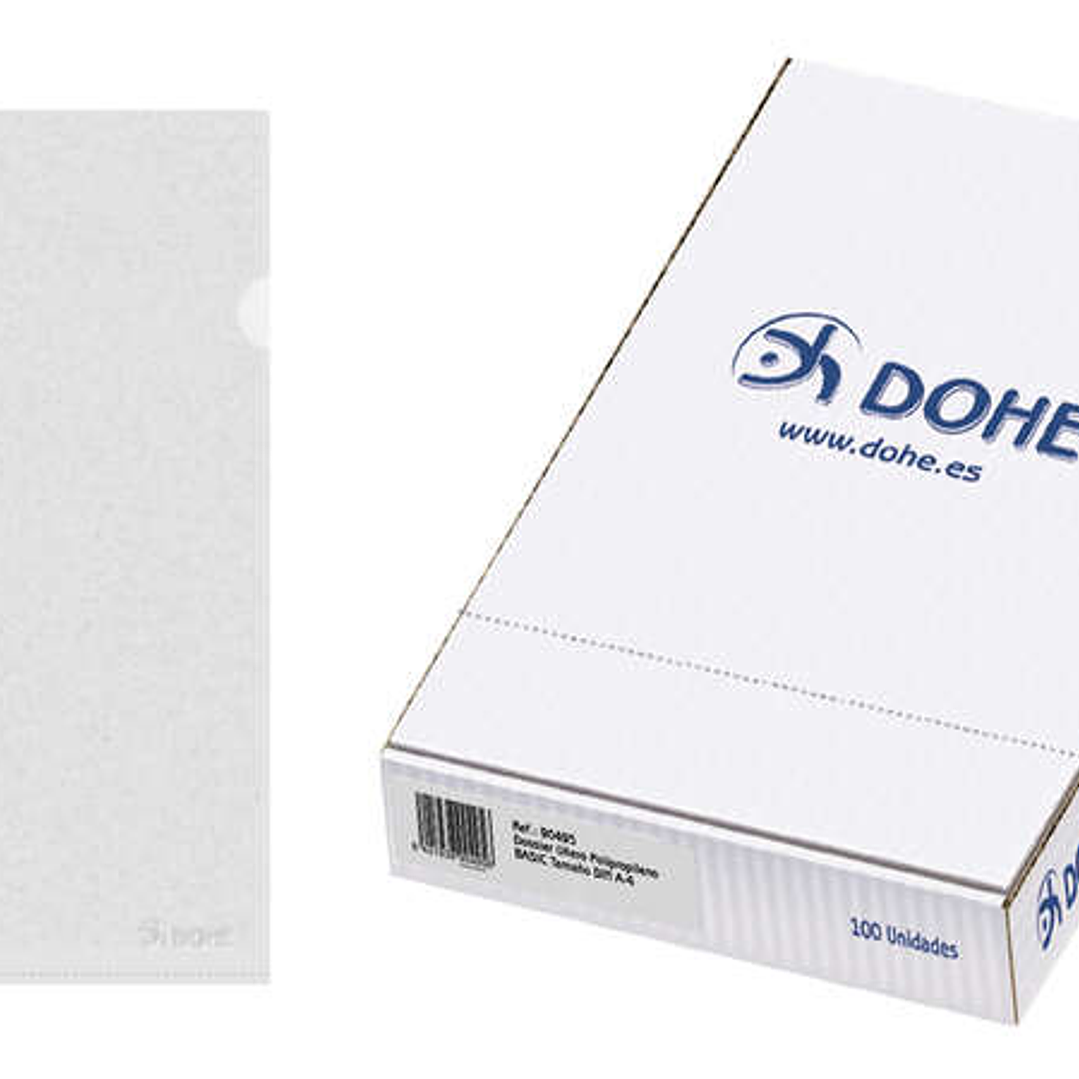 Dohe Caja de 100 Dossiers Uñero Basic 100 Micras - Tamaño A4 - Transparente 1