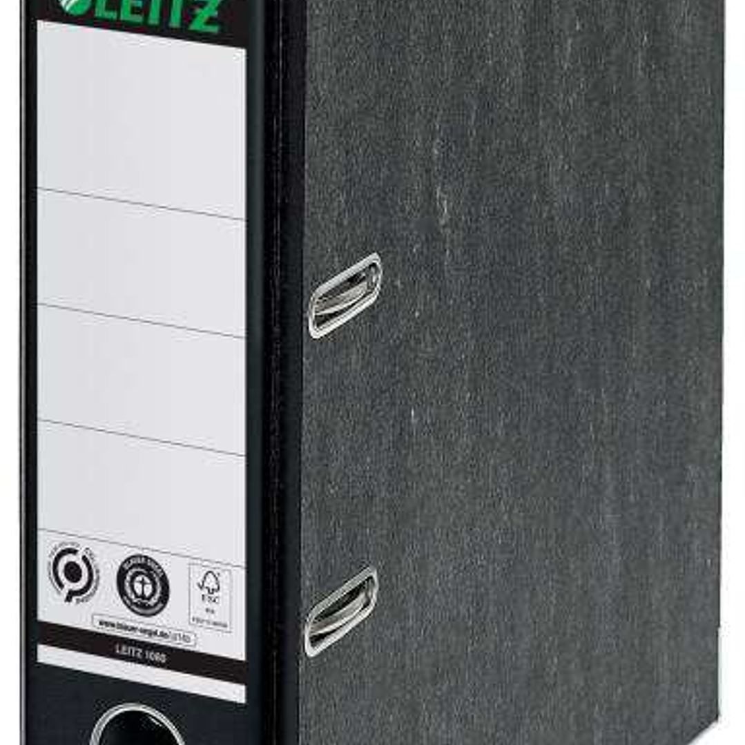 Leitz 180º Archivador de Palanca A4 - Lomo 80mm - Ollao, Rado y Tarjetero - 100% Carton Reciclado - Color Negro 1