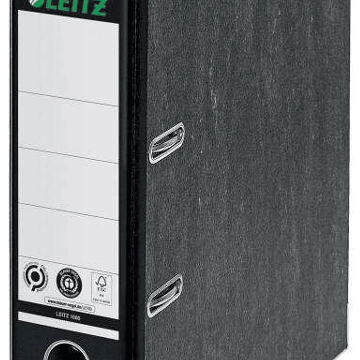Leitz 180º Archivador de Palanca A4 - Lomo 80mm - Ollao, Rado y Tarjetero - 100% Carton Reciclado - Color Negro 1