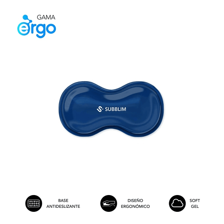 Subblim Ergo Crystal Flex Reposamuñecas para Raton - Gel Refrigerante Autoajustable - Diseño Ondulado Ergonomico - Base Antideslizante - Color Azul 1