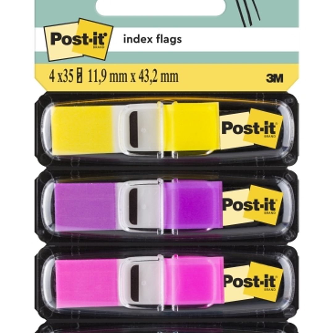 Post-It Index Pack de 4 Dispensadores con 35 Marcadores de Indice Reposicionables - Forma Rectangular - Colores Surtidos 1