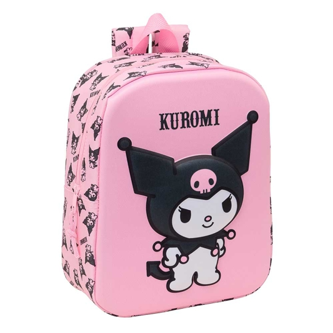 Safta Kuromi Mochila Guarderia 3D de 6L - Asa de Mano Superior - Asas Regulables y Acolchadas - Cierre de Cremallera - 22x27x10cm - Color Rosa Pastel 1