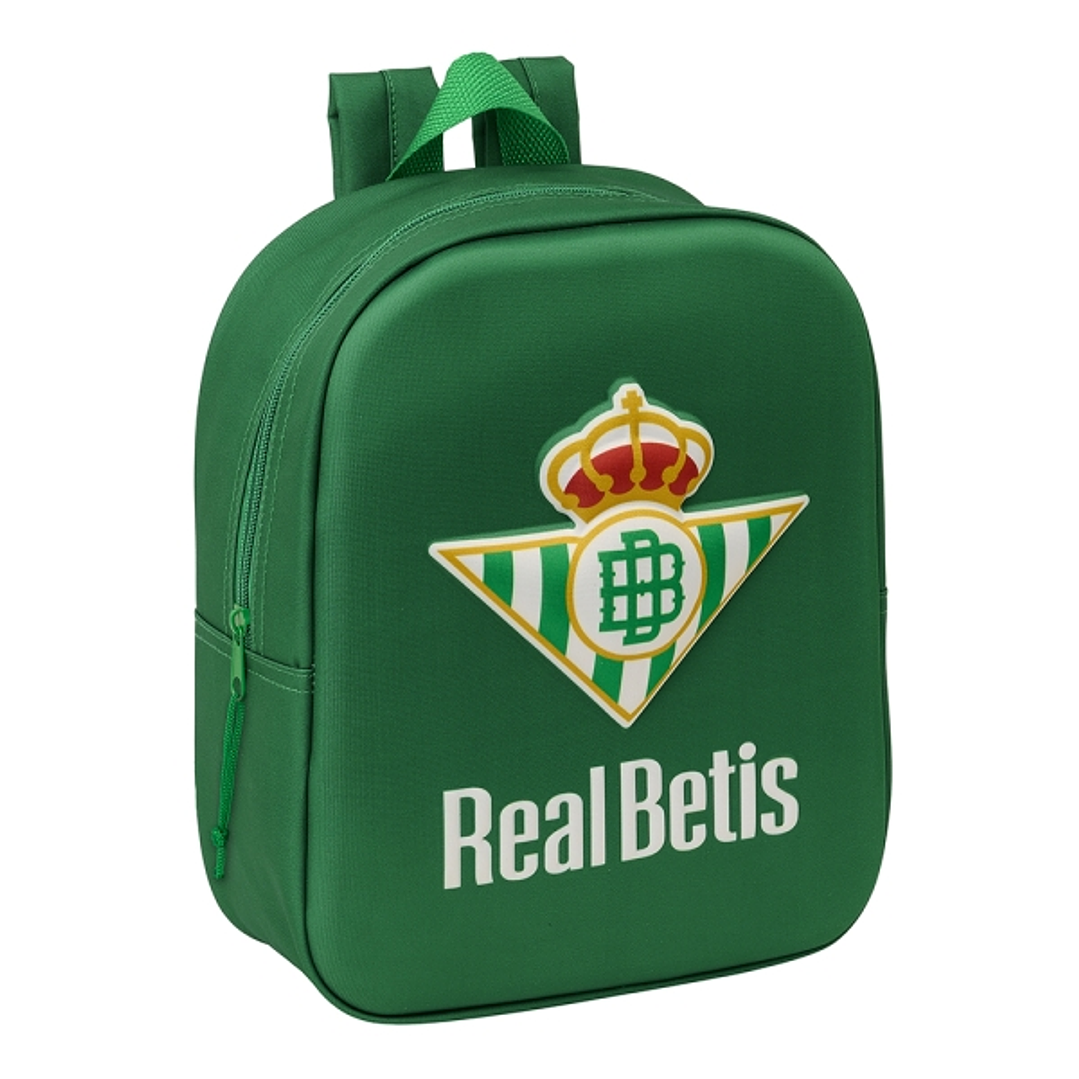 Safta Real Betis Mochila Guarderia 3D de 6L - Asa de Mano Superior - Asas Regulables y Acolchadas - Cierre de Cremallera - 22x27x10cm - Color Verde 1