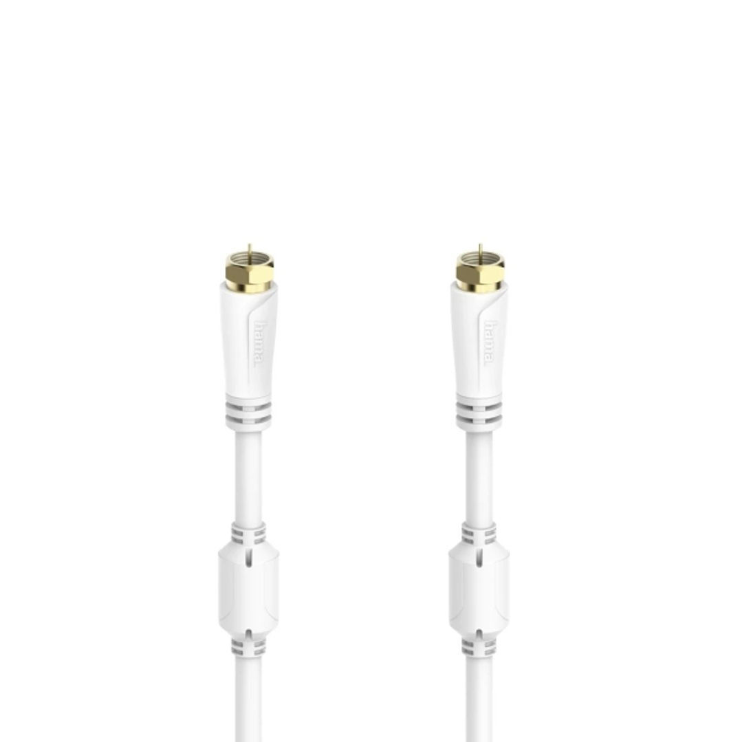 Hama Essential Cable Coaxial de Antena - Longitud 1.5m - Terminales Chapados en Oro - Conector F Macho - Triple Blindaje - Apantallamiento 100dB - Imp 1