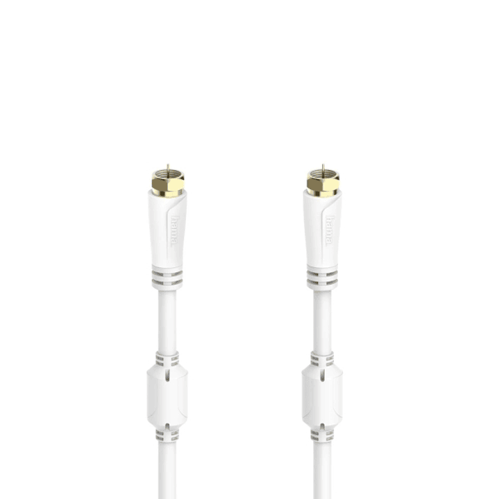 Hama Essential Cable Coaxial de Antena - Longitud 1.5m - Terminales Chapados en Oro - Conector F Macho - Triple Blindaje - Apantallamiento 100dB - Imp 1