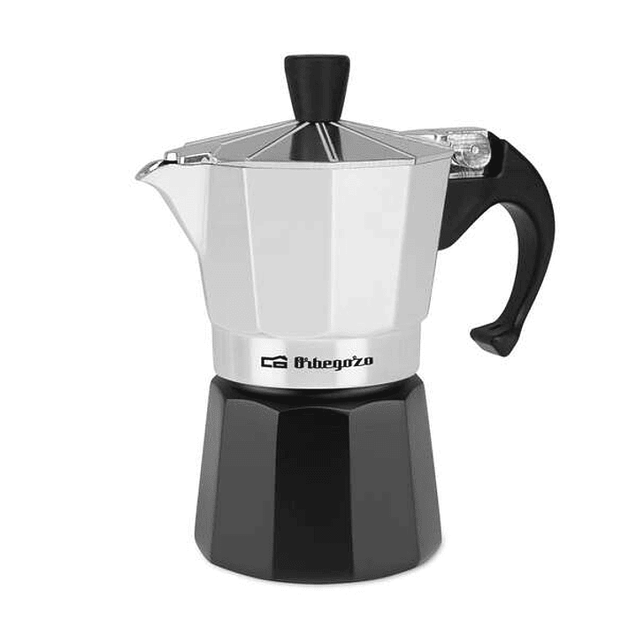 Orbegozo KFM 230 Cafetera de Aluminio para Dos Tazas - Prepara tu Cafe Favorito en Minutos con Seguridad y Comodidad - Ergonomica - Facil de Limpiar y 1