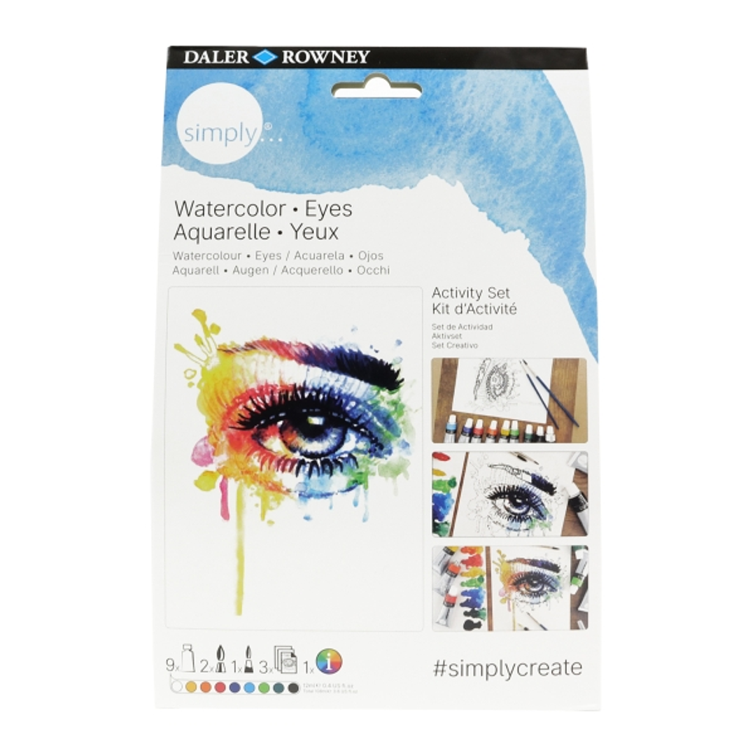 Daler Rowney Simply Activity Pack de 16 Piezas - Acuarela - Tematica Ojos - Colores Surtidos 1
