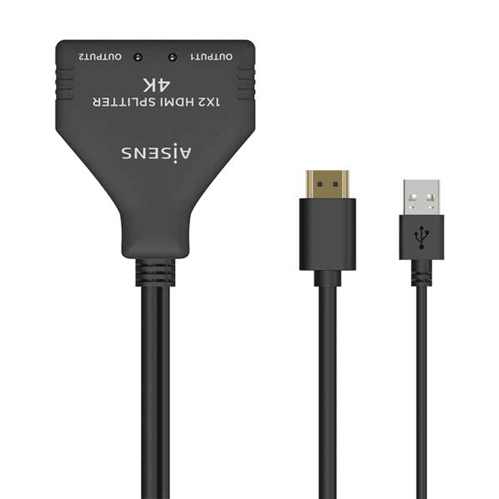 Aisens HDMI Duplicador 4K@30HZ 1×2 con Alimentación USB y Cable - 30cm - Color Negro 1