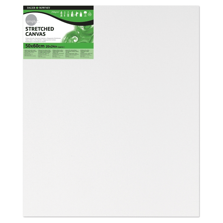 Daler Rowney Simply Bastidor Entelado - 50x60cm - Imprimacion Triple - Grano Medio - 100% Algodon sin Acido - 250g - Color Blanco 1