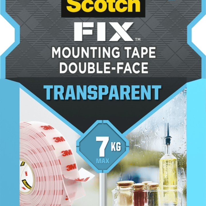 Scotch-Fix Cinta de Montaje de Doble Cara Transparente - 19mm x 5m - Color Transparente 1